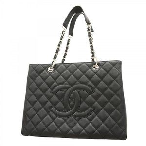Chanel Matelasse Chain Tote Bag in Caviar Skin, Black, Women's